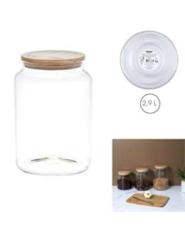 ka5548 - bocal de conservation verre couvercle bois 2.9l m4 a1/m4