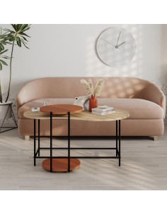 18078 - set 2 tables basse rosie chéne/terracotta