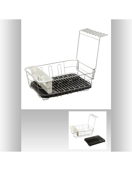 202013 - egouttoir 1niv abs+met noir L. 44 x P. 38 x H. 16,5 cm