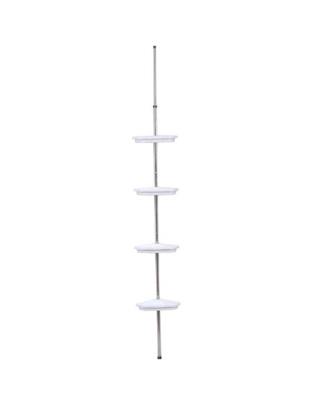 96155100 - colonne telescopique aluminium + 4 etageres ps + 1 porte savon - blan