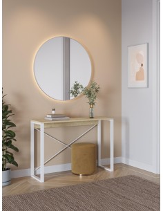 17016 - console archie 110cm chéne pied blanc