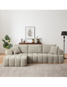 cs10038 canapé angle gauche loisa compressé tl9101-1 beige avec 2 coussins