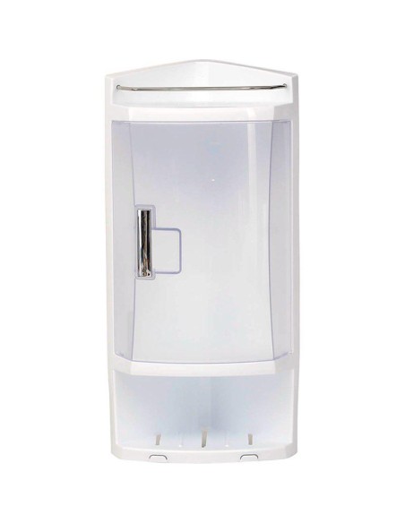 etagere d'angle 3 niveaux 1 porte 2 crochets pp + abs + acier inoxydable - blanc