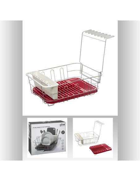 202014 - egouttoir 1niv abs+met rouge L. 44 x P. 38 x H. 16,5 cm