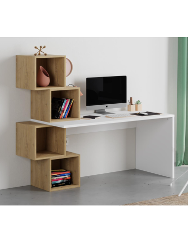 17232 - bureau cubik 4n chéne/silky noir