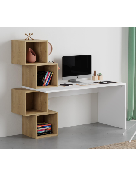 17232 - bureau cubik 4n chéne/silky noir