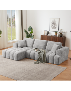 cs10038 canapé angle droit loisa compressé tl9101-2 brown avec 2 coussins