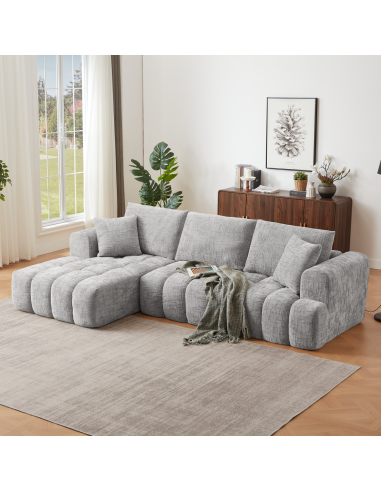 cs10038 canapé angle droit loisa compressé tl9101-2 brown avec 2 coussins