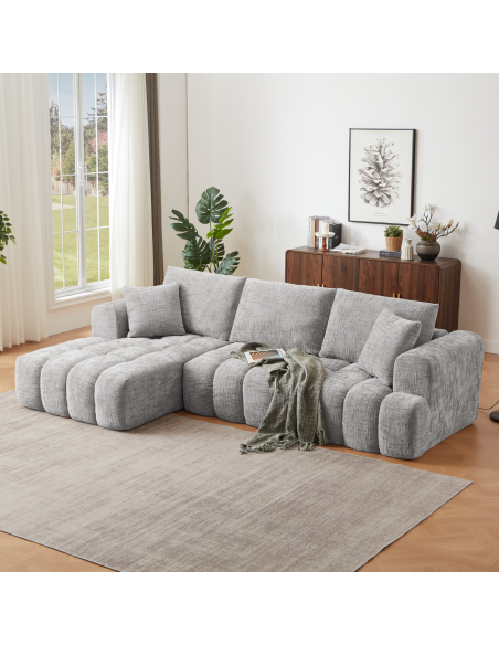 cs10038 canapé angle droit loisa compressé tl9101-2 brown avec 2 coussins