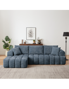 cs10038 canapé angle gauche loisa compressé tl9101-9 grey avec 2 coussins