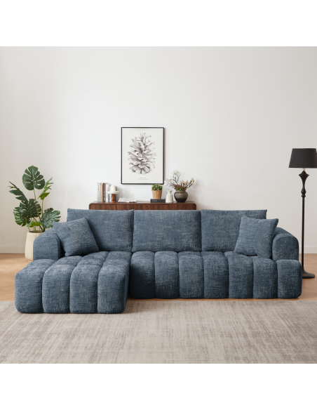 cs10038 canapé angle gauche loisa compressé tl9101-9 grey avec 2 coussins