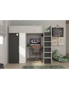 2172 lit studio 2m blanc /anthracite ombre