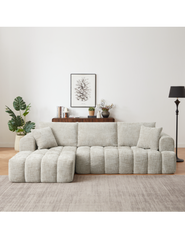 cs10038 canapé angle droit loisa compressé tl9101-9 grey avec 2 coussins