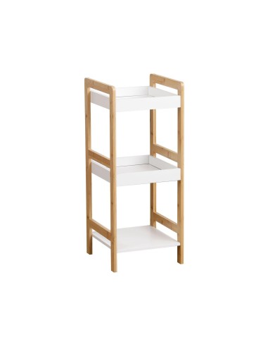 meuble bambou 4 etageres mdf - bambou/blanc