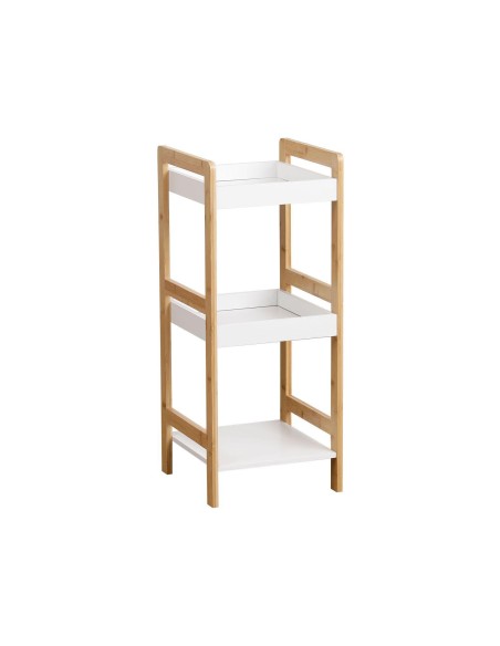 meuble bambou 4 etageres mdf - bambou/blanc