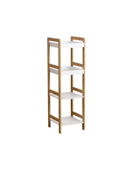 98191210 - meuble bambou 3 etageres mdf - bambou/blanc
