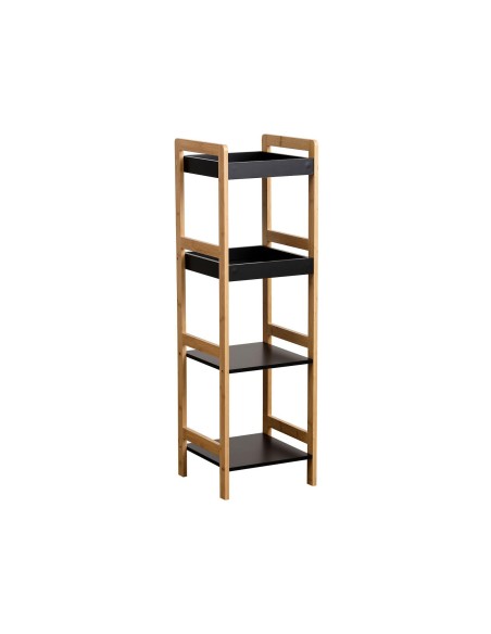 meuble bambou 3 etageres mdf - bambou/noir