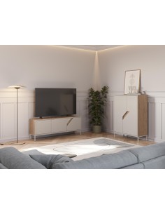 18813 - meuble tv lilou 3p 150cm sepet/créme