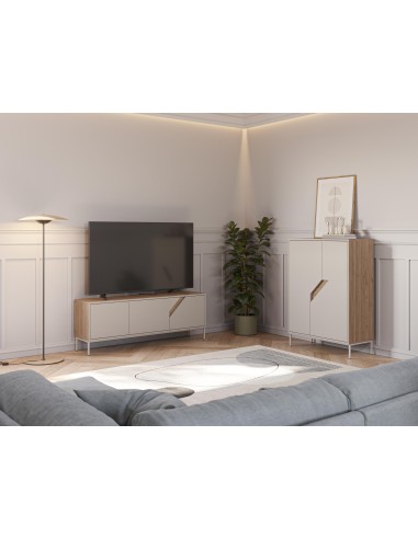 18813 - meuble tv lilou 3p 150cm sepet/créme