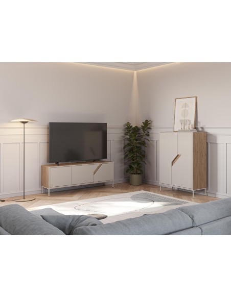 18813 - meuble tv lilou 3p 150cm sepet/créme
