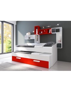 lit gigogne+2tir. bla|rouge