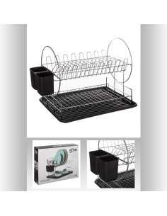 146453 - egouttoir 2niv pp+met noir L. 48,5 x P. 31,6 x H. 32,3 cm