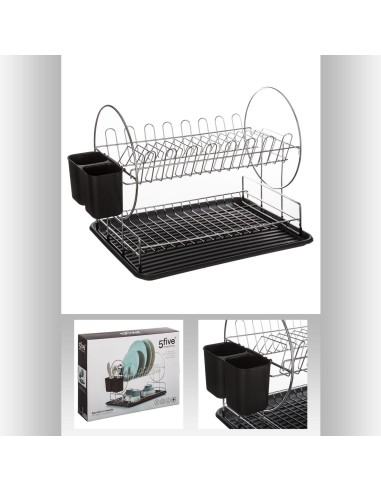 146453 - egouttoir 2niv pp+met noir L. 48,5 x P. 31,6 x H. 32,3 cm