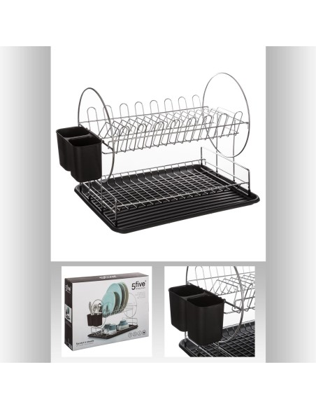 146453 - egouttoir 2niv pp+met noir L. 48,5 x P. 31,6 x H. 32,3 cm