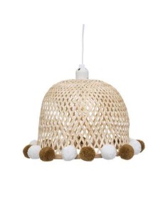 suspension bambou pompons