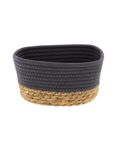 panier rectangulaire mm coton/matiere vegetale 21x13x12 cm - gris/naturel