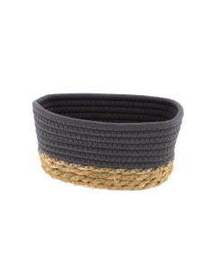 panier rectangulaire pm coton/matiere vegetale 19x11x10 cm - gris/naturel