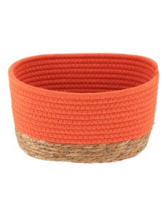 panier rectangulaire gm coton/matiere vegetale 23x15x13.5 cm - orange/naturel