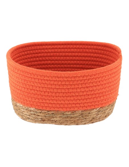 panier rectangulaire gm coton/matiere vegetale 23x15x13.5 cm - orange/naturel