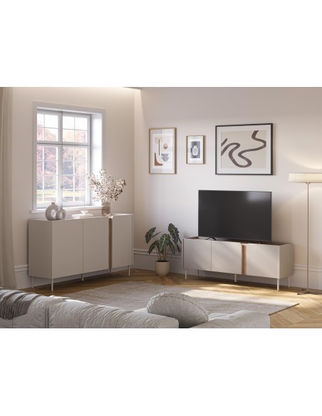 18798 - meuble tv lucile 3p 140cm créme/sepet