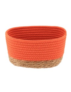 panier rectangulaire mm coton/matiere vegetale 21x13x12 cm - orange/naturel