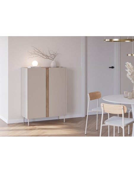 18804 - meuble aux.haut lucile 2p 90cm créme/sepet