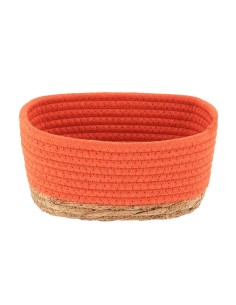 panier rectangulaire pm coton/matiere vegetale 19x11x10 cm - orange/naturel
