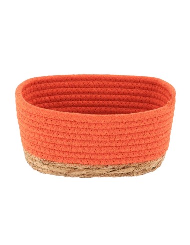 panier rectangulaire pm coton/matiere vegetale 19x11x10 cm - orange/naturel
