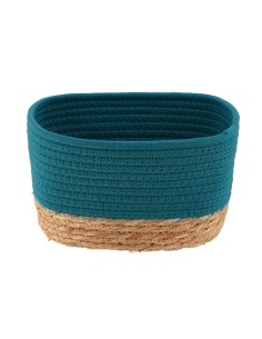 8416426501 - panier rectangulaire gm coton/matiere vegetale 23x15x13,5 cm - bleu