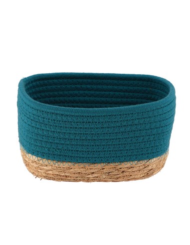 8416426502 - panier rectangulaire mm coton/matiere vegetale 21x13x12 cm - bleu t