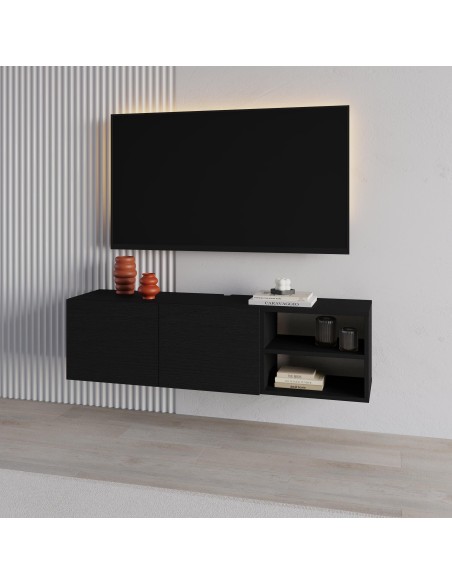 18604 - meuble tv conrad  2p2n 140cm noir