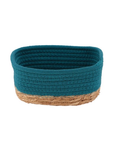 8416426503 - panier rectangulaire pm coton/matiere vegetale 19x11x10 cm - bleu t