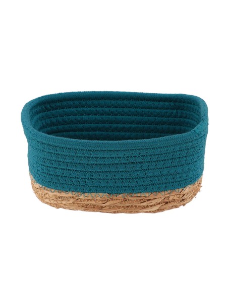 8416426503 - panier rectangulaire pm coton/matiere vegetale 19x11x10 cm - bleu t