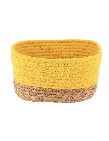 8416426601 - panier rectangulaire gm coton/matiere vegetale 23x15x13.5 cm - jaun