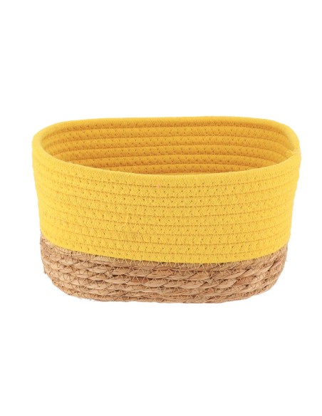 8416426601 - panier rectangulaire gm coton/matiere vegetale 23x15x13.5 cm - jaun