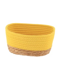 8416426602 - panier rectangulaire mm coton/matiere vegetale 21x13x12 cm - jaune/