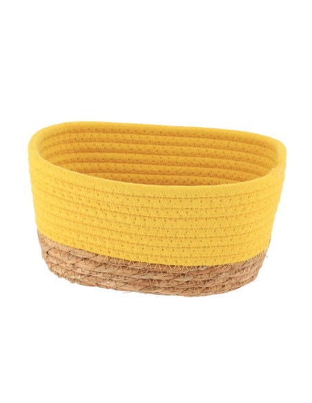 8416426602 - panier rectangulaire mm coton/matiere vegetale 21x13x12 cm - jaune/