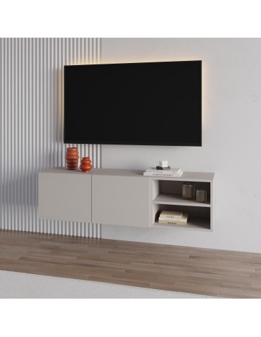 18606 - meuble tv conrad  2p2n 140cm blanc