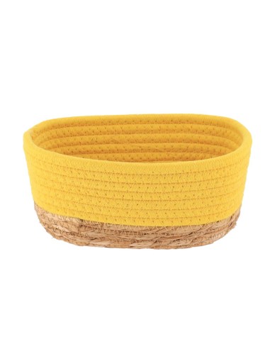8416426603 - panier rectangulaire pm coton/matiere vegetale 19x11x10 cm - jaune/