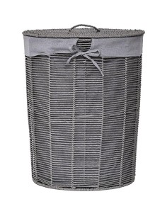 grande paniere a linge ronde papier diam 44 x h56.5 cm  - gris / tissu gris